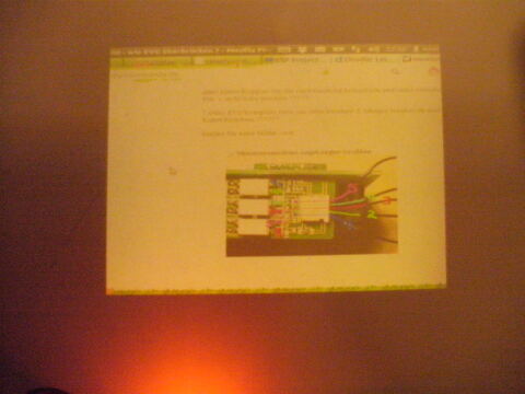 Ein verwaschenes Bild ist auf die Wand projiziert.