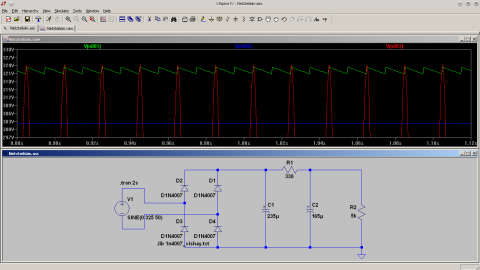 LTSpice Simulation des Netzteils, erste Version