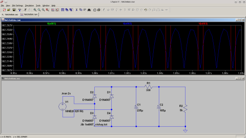 LTSpice Simulation des Netzteils, zweite Version